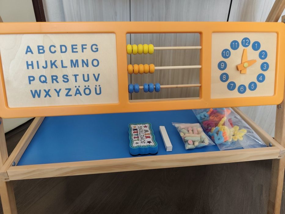 Дървена бяла дъска със статив 3 в 1