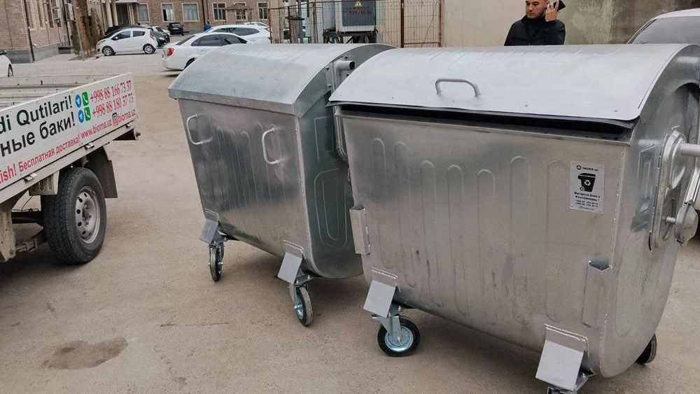 Мусорный контейнер 1100 л оцинкованный