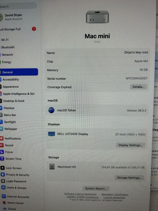 Mac Mini M4 16GB 256GB + Dell U2724DE 27” 2K + Magic Keyboard + Magic Mouse