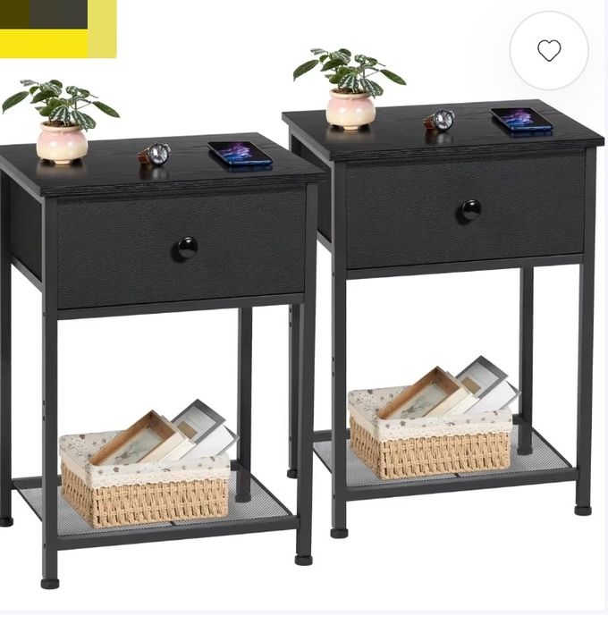 Set 2 noptiere cu sertare negre 40x30x55