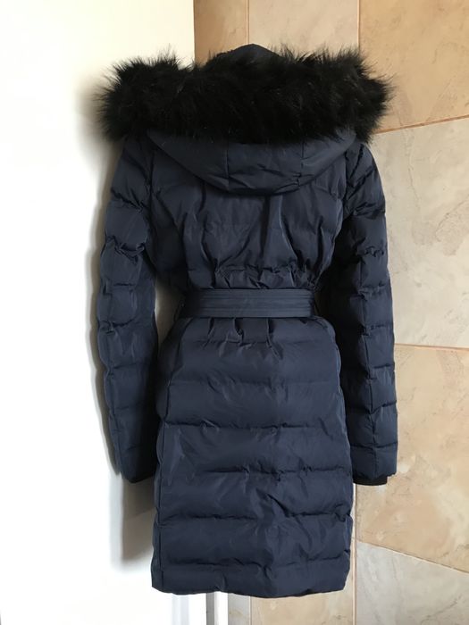 Geaca dama groasa cu glugă și guler blana