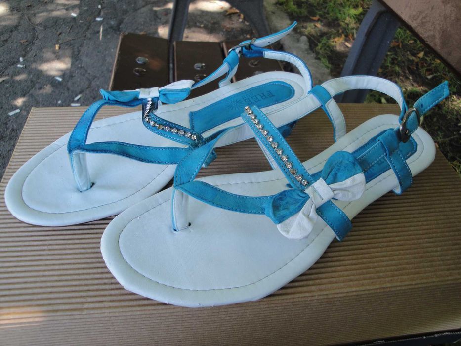 Нови кокетни кожени дамски сандали / летни обувки, естествена кожа