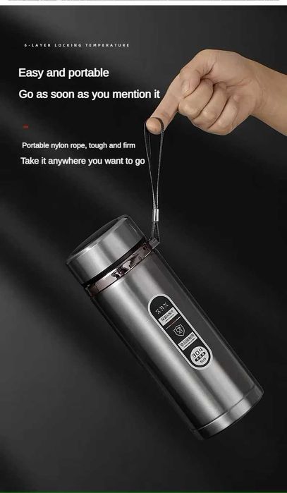 Thermos negru 800ml temperatura pe capac