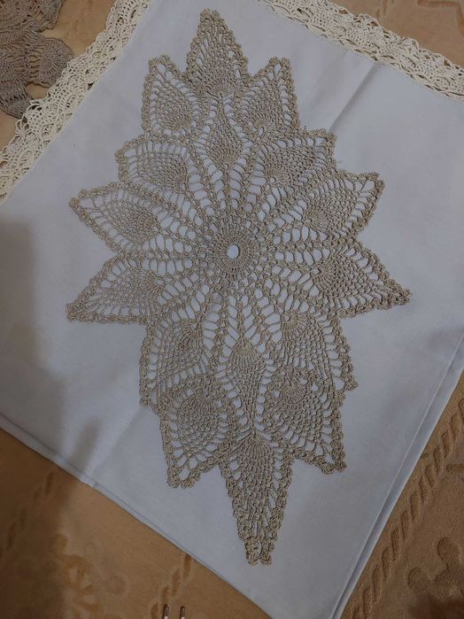 Салфетки :лён, х.б.ирис для вязания .Hand made.