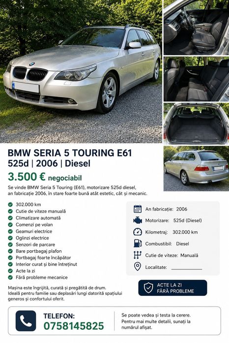 Vând BMW 5 TOURING E61