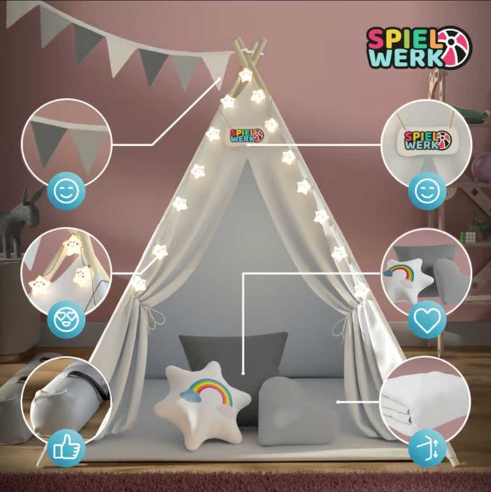 Детска Палатка за Игра Размери 160x130x130cm