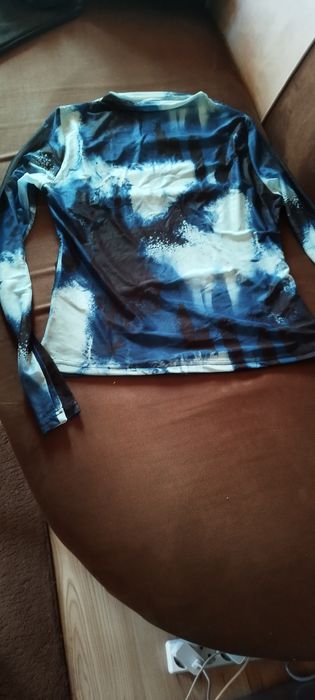 Дамска блуза синя с мрежен ръкав