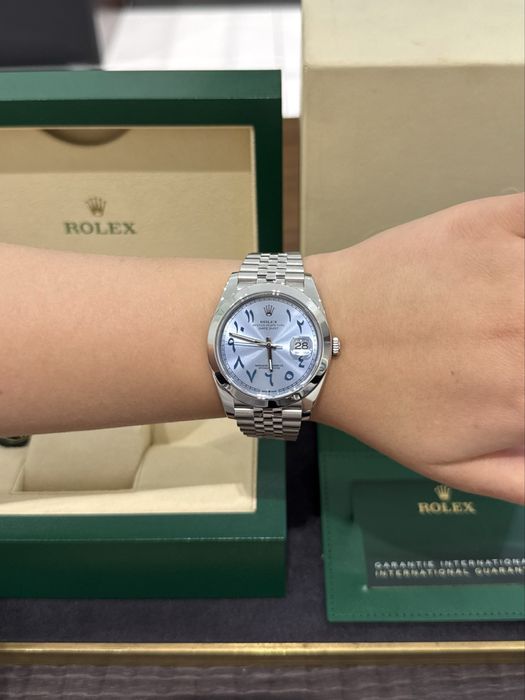 Rolex Datejust 41mm Steel Ice Blue Arabic Dial Custom 126300