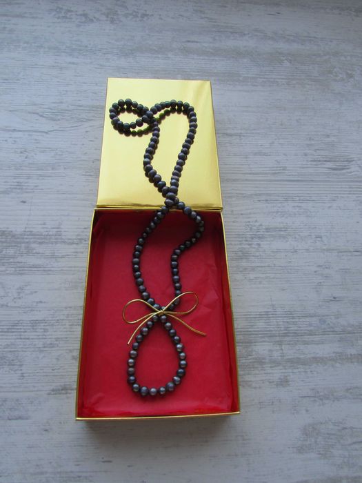 Естествени Черни Перли 78см  без закопчалка