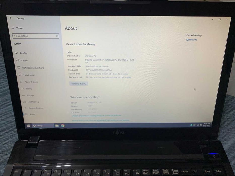 Ноутбук Fujitsu Lifebook
