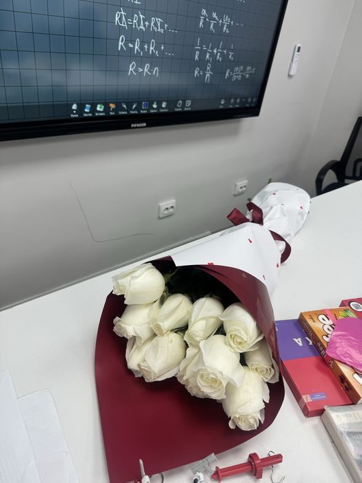 Отдам 13 белых голландских  роз !