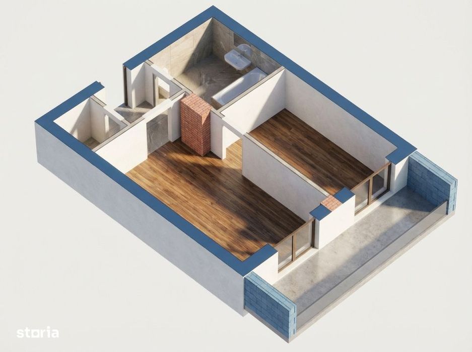 BLOC NOU! 1680E/MP TVA INCLUS! 1 camera, 38,5mp 7,7mp balcon! zona Ter