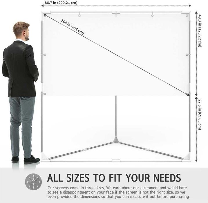 ECRAN DE PROIECTOR 2-ÎN-1 NOU DE 100" compatibil interior si exterior