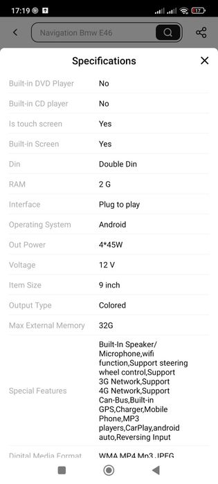 Vand navigatie android bmw e46 sau e39 32gb noua!