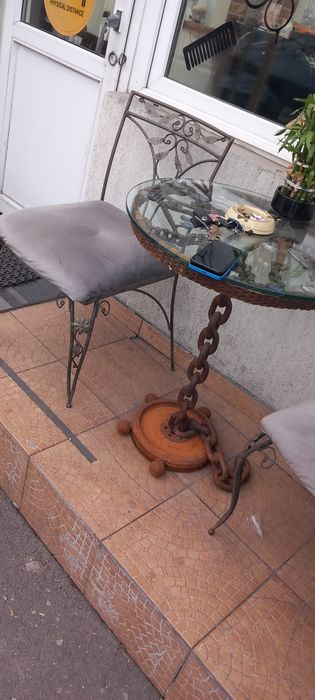 Masa rotunda gradina terase fier forjat vintige cu scaune fier forjat