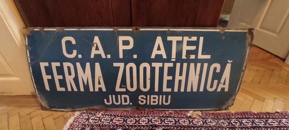 Firma veche,reclama,  emailata, tabla comunista