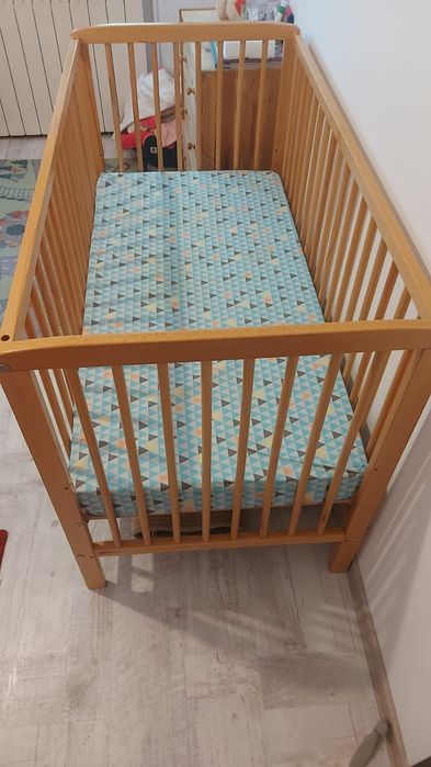 Pătuț copii din lemn natur 120x64