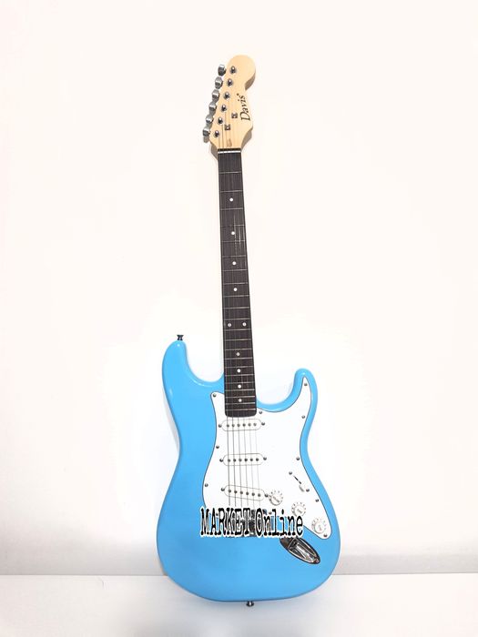 Chitara electrica 100cm 22 taste 6 corzi finisaj lacuit blue negru alb