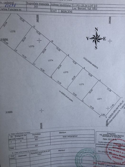Teren intravilan 300 mp – Berceni, Ilfov, str. Tuberozelor – zonă dezvoltată