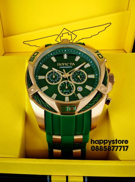 INVICTA Vanguard Green/Gold 50mm, Инвикта нов ръчен часовник