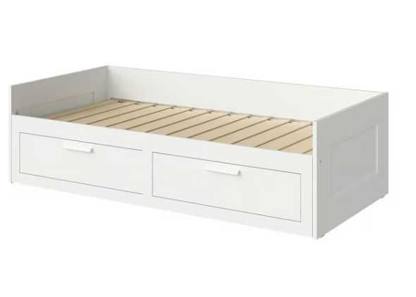 Divan, Ikea, BRIMNES, Cadru cu 2 sertare, alb, 80x200 cm, folosit