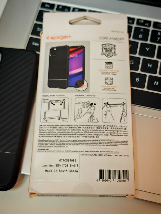 Противоударен Силиконов Калъф за iPhone 11 Pro / Spigen Core Armor Case / Черен /