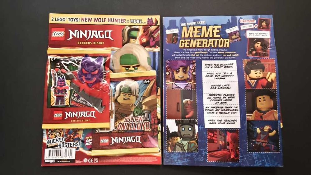 Revista Lego Ninjago cu 2 foil packuri Wolf Hunter si Golden Oni Lloyd