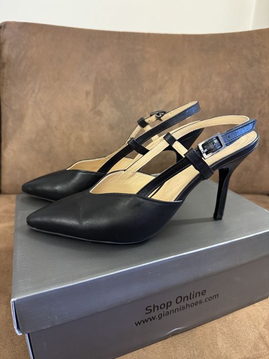 Черни токчета GiAnni от естествена кожа