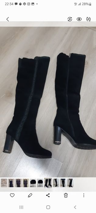 Сапоги- ботфорты замшевые