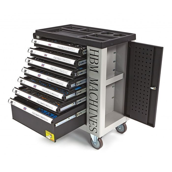 Dulap scule profesional hbm cu 7 sertare, 262 piese, 7 module carbon -