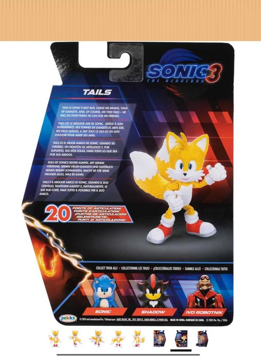 Нова, оригинална, колекционерска Тейлс фигурkа от фирма Jakks Pacific 12,7 cm Sonic 3 Tails