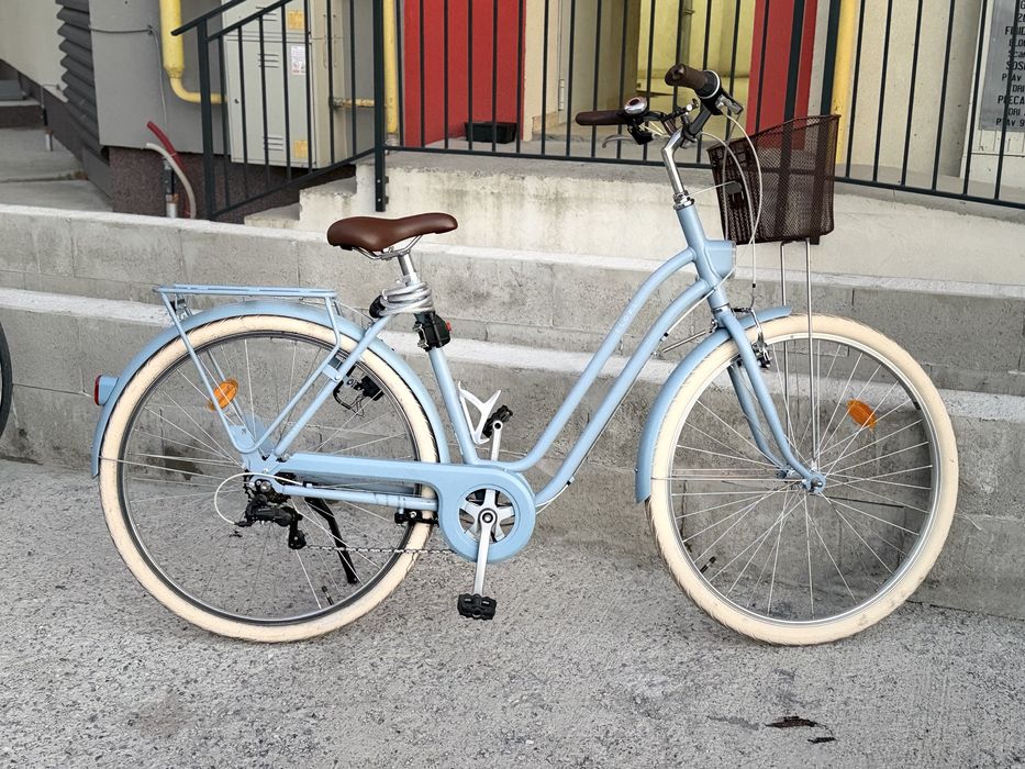 Bicicletă oraș/retro  Bleu(albastru deschis), mărimea L, cu accesorii
