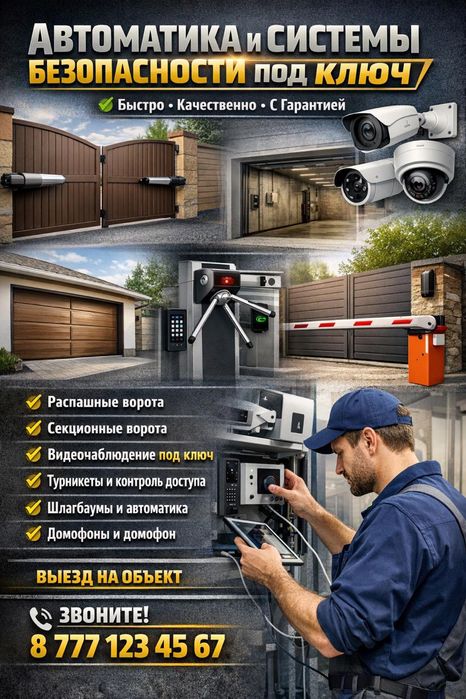 Распашная автоматика Видеонаблюдение Шлагбаум Рольворота