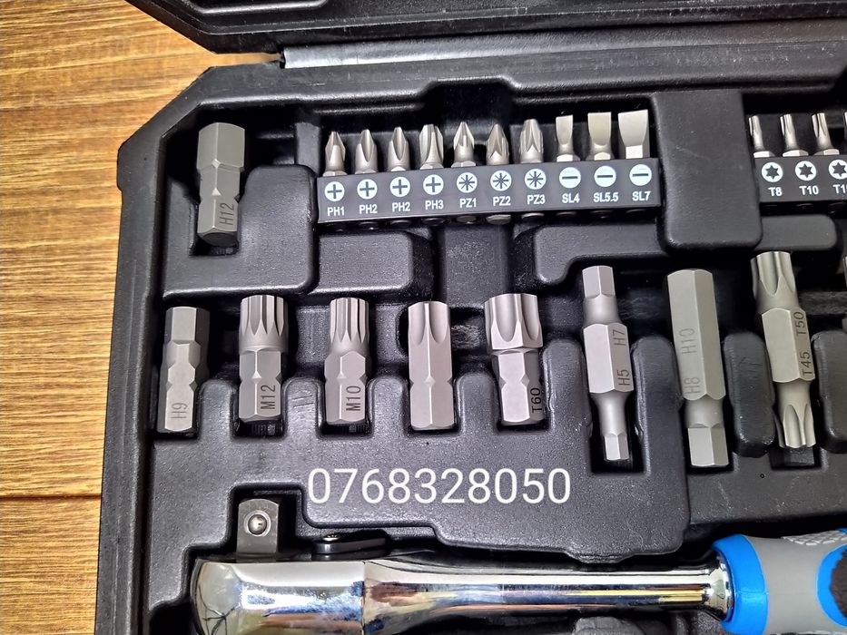 Trusa 34 piese biti clichet cu prindere dubla 1/4 biti si 3/8 tubulare