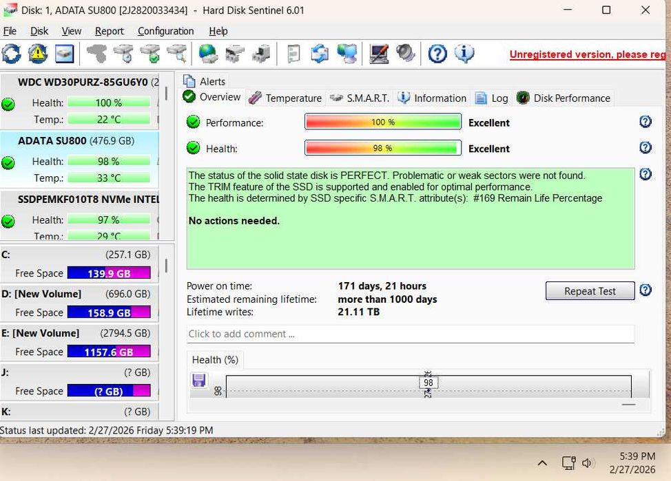 SSD 512GB Sata 2.5" Adata SU800