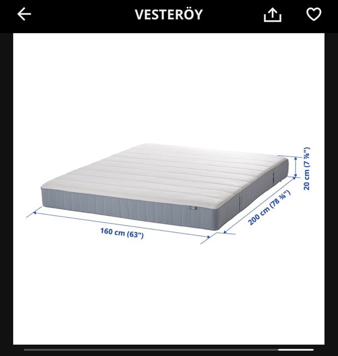 Pat bjorksnas ikea cu somiera , saltea si noptiere