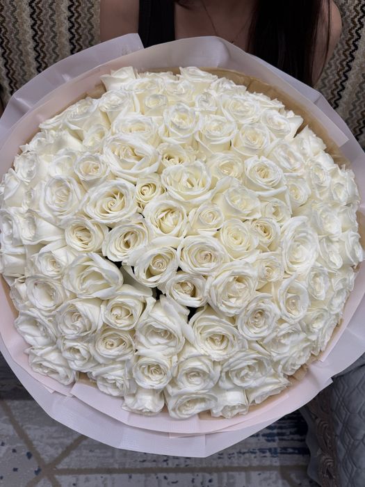 свежие белые розы