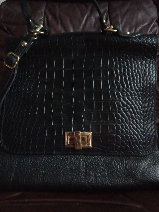 Голяма италианска чанта естествена кожа