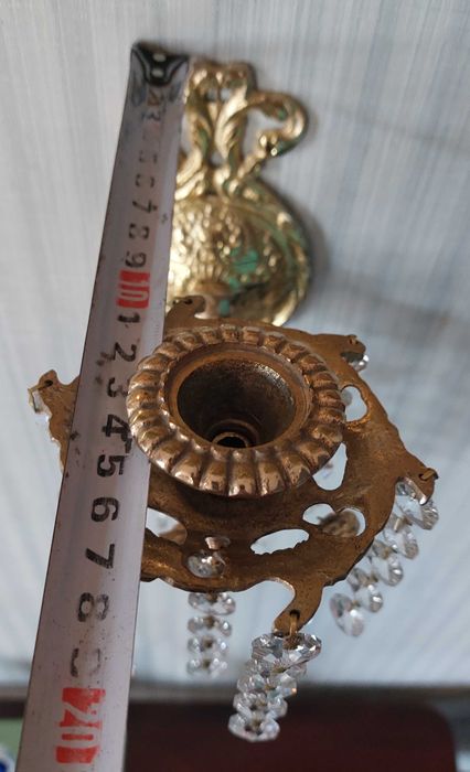 Подсвечники настенные (пара), бронза или латунь, хрусталь