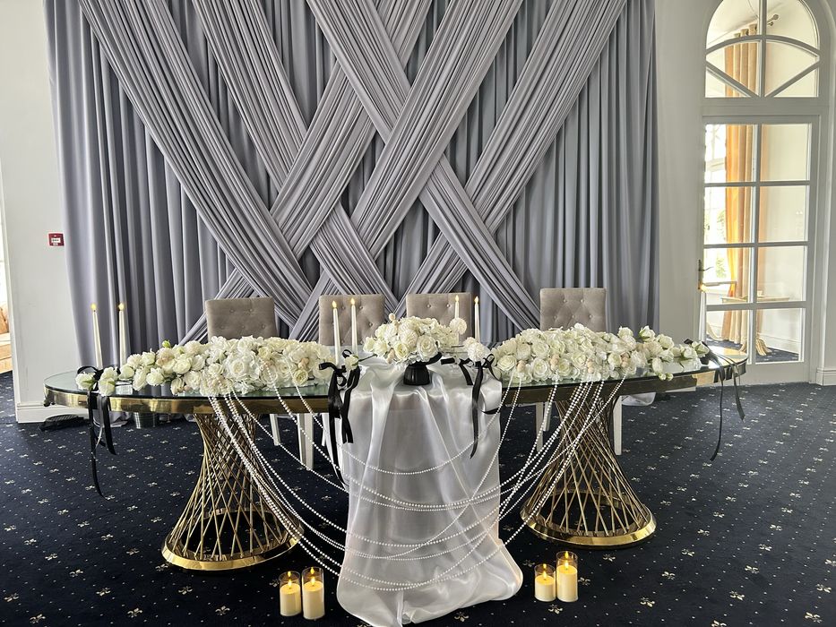 Vand decor de nunta in modern alb/negru