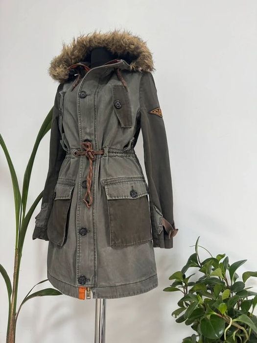 Geaca parka military army cu blăniță Superdry mărimea S