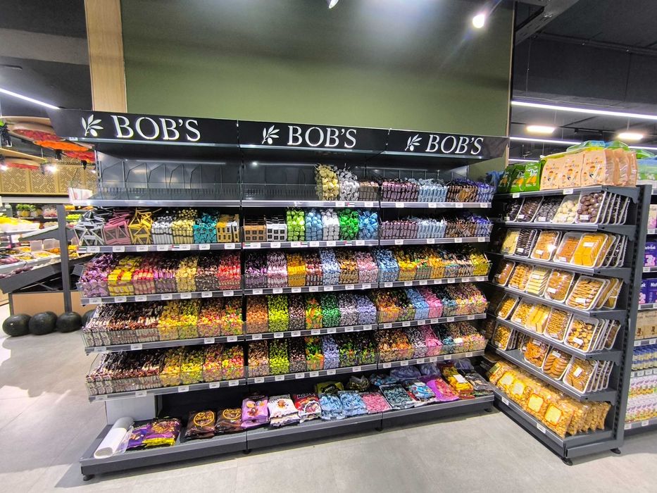 Супермаркет учун стеллаж, горка, витрина, холодильник, касса