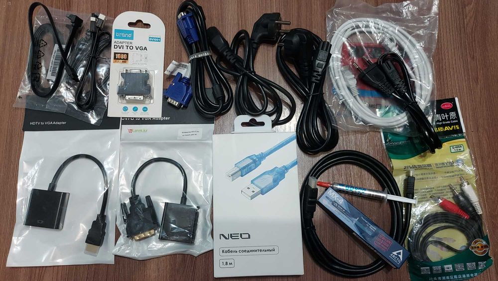 Кабели питания,переходники,сата,лан,aux.hdmi.vga.dvi.mini.displayport