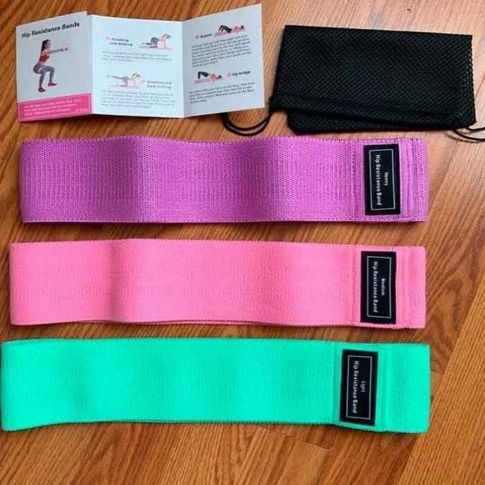 Удобни текстилни ластици за тренировка - комплект 3 броя