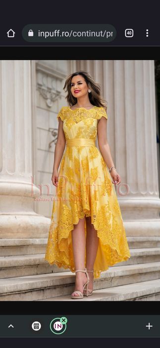 Rochie de ocazie nouă albastru royal asimetrică din dantelă