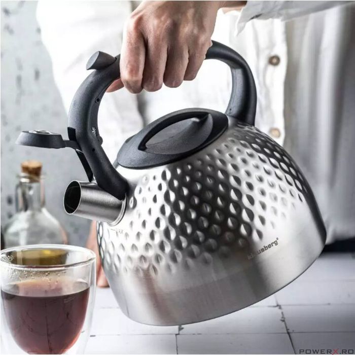 Fierbator din inox cu fluier, ceainic, argintiu, 3L, Klausberg