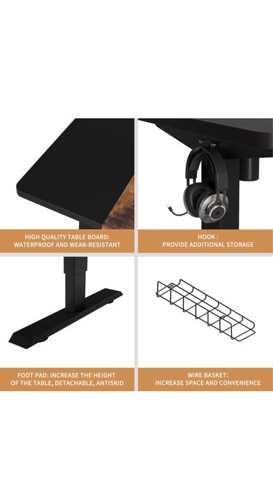 Birou reglabil electric pe inaltime 160cm latime nou la cutie MDF otel