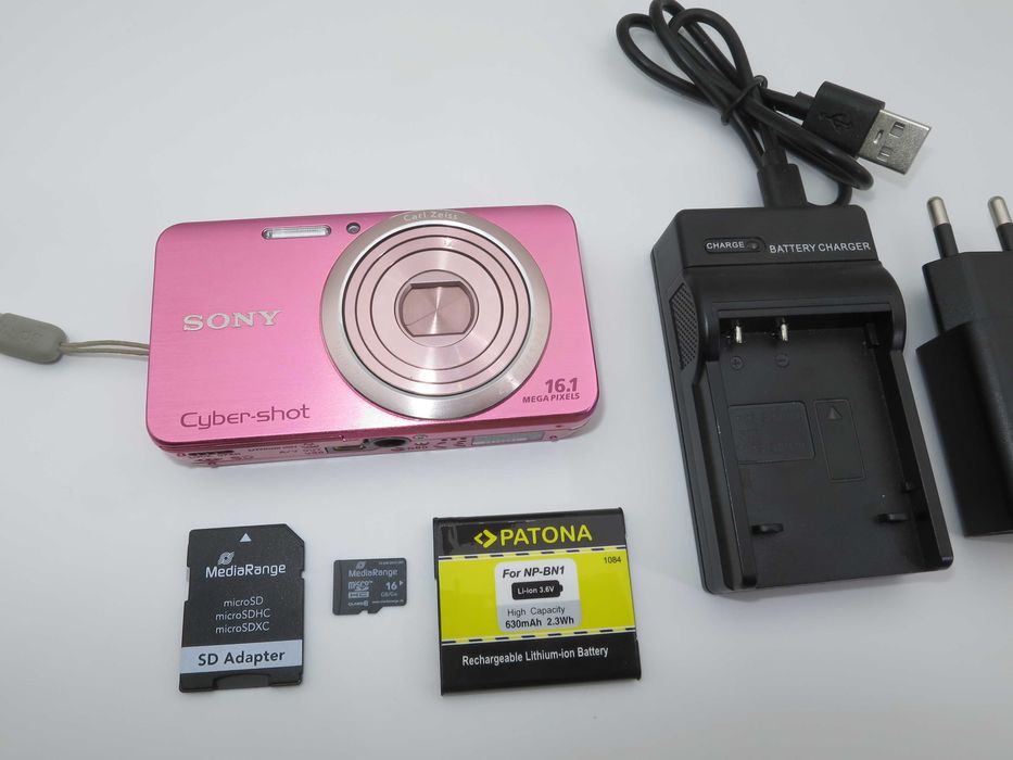 Sony Cyber-Shot DSC W630 ултра компактен цифров фотоапара, дигитална камера в розов цвят, отлично състояние, пълен комплект, работи перефектно!