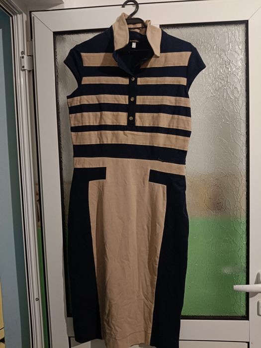 Кафяво - тъмно синя рокля