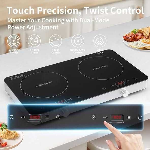 Plită cu inducție COOKTRON, 2 ochiuri ,2800W ,Garantie